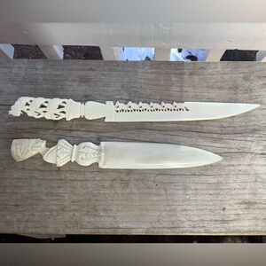 Carved Bone Letter Openers from Egypt 2 pcs